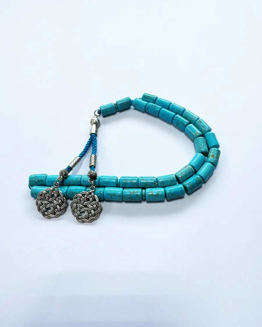 Cylinder shaped turquoise Islamic prayer beads