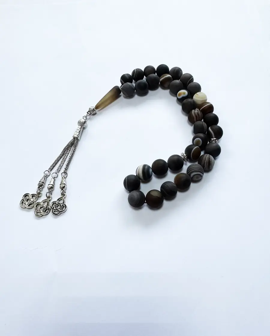 Large matte Sulemani Agate Muslim prayer beads