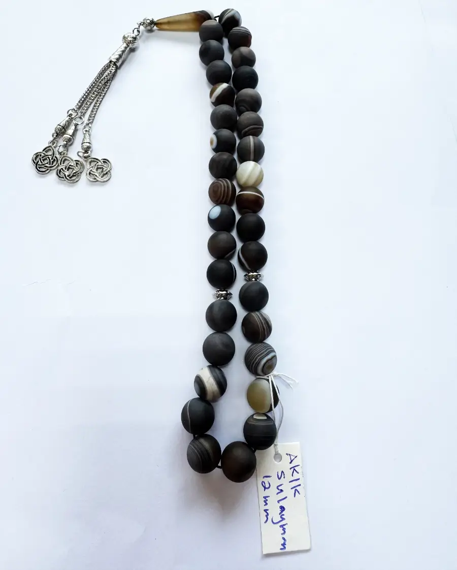 Large matte Sulemani Agate Muslim prayer beads